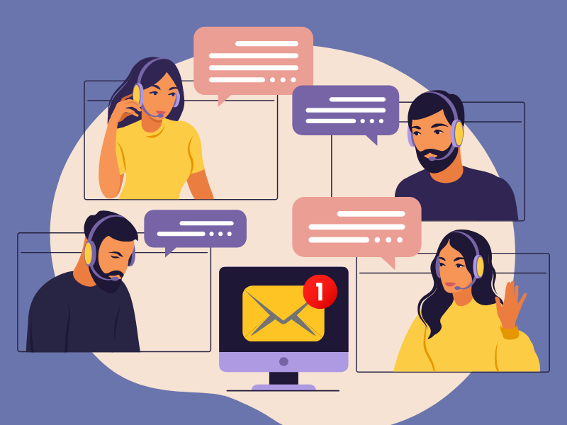 gruppo di persone che collaborano per la risoluzione di un ticket che è arrivato 